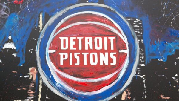 A fingerpainted logo of the Detroit Pistons