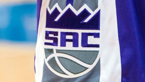 The Sacramento Kings logo on a pair of shorts