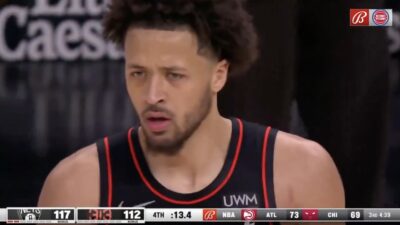 Cade Cunningham looking on as Pistons trail the Nets