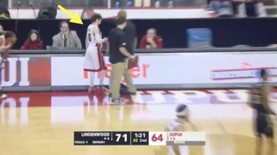 Fan in LeBron James Heat uniform tries to enter NCAA basketball game