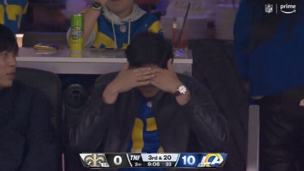 Dodgers star Shohei Ohtani attending a Rams game