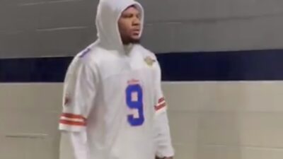 Micah Parsons wears a Bobby Boucher jersey