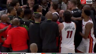 Pelicans, Heat players get involved in a huge brawl