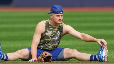 Matt Chapman stretching