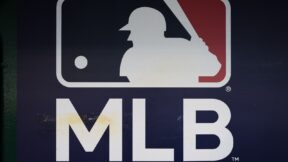 MLB logo on a wall