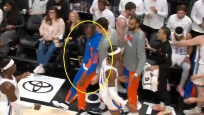 Bismack Biyombo falling backwards