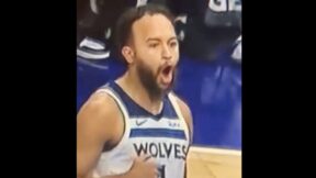 Kyle Anderson reacting to Timberwolves star Anthony Edwards' dunk over John Collins