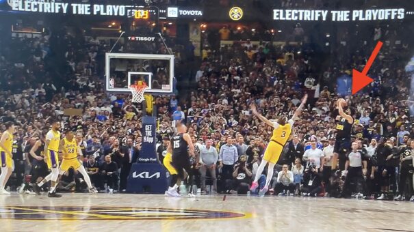 Jamal Murray shoots over Anthony Davis in Lakers-Nuggets Game 2