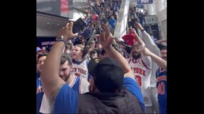 Knicks fans chanting about Joel Embiid at Wells Fargo Center