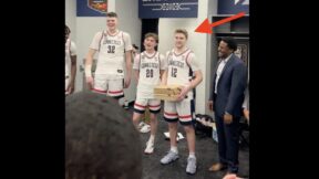 UConn players sing senior guard Cam Spencer a happy birthday