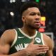 Giannis Antetokounmpo on the court