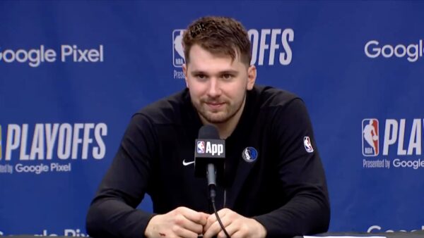 Mavericks star Luka Doncic at a press conferece