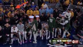 Bucks guard Patrick Beverley gets heated with a Pacers fan
