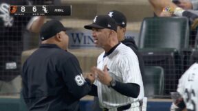 White Sox manager Pedro Grifol arguing with an umpire