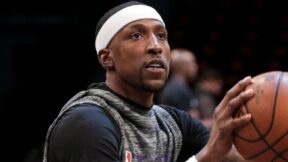 Kentavious Caldwell-Pope holds a ball