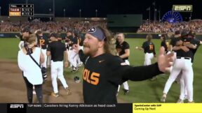 Tennessee Volunteers celebrating after winning the 2024 NCAA Men's College World Series