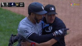 Tommy Pham held by umpire