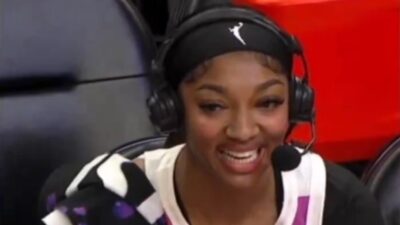 Angel Reese speaking at the WNBA All-Star Game