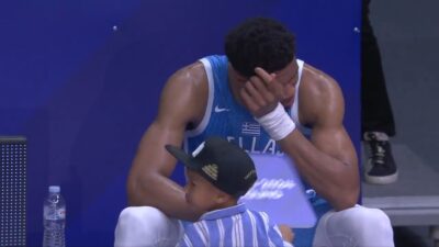 Giannis Antetokounmpo crying
