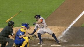 Astros star Jose Altuve getting hit by a pitch