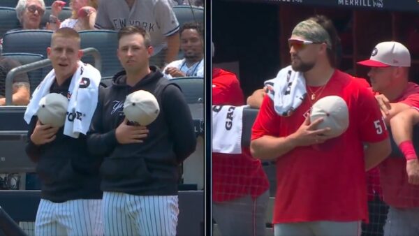 Reds Yankees national anthem standoff