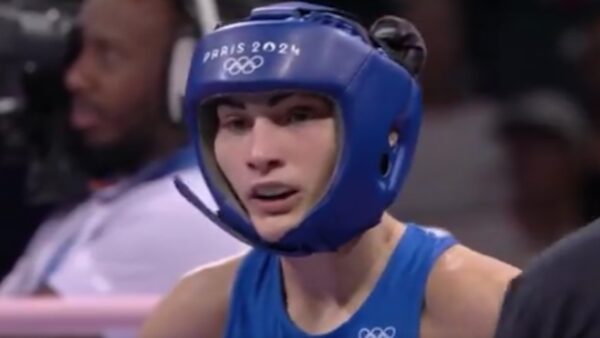 Angela Carini during an Olympic boxing match