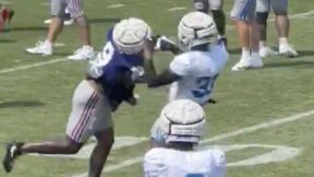 Malik Nabers and Kerby Joseph fight at practice