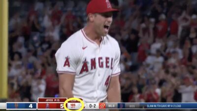 Angels pitcher Ben Joyce fired up