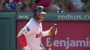 Red Sox outfielder Jarren Duran during an at-bat