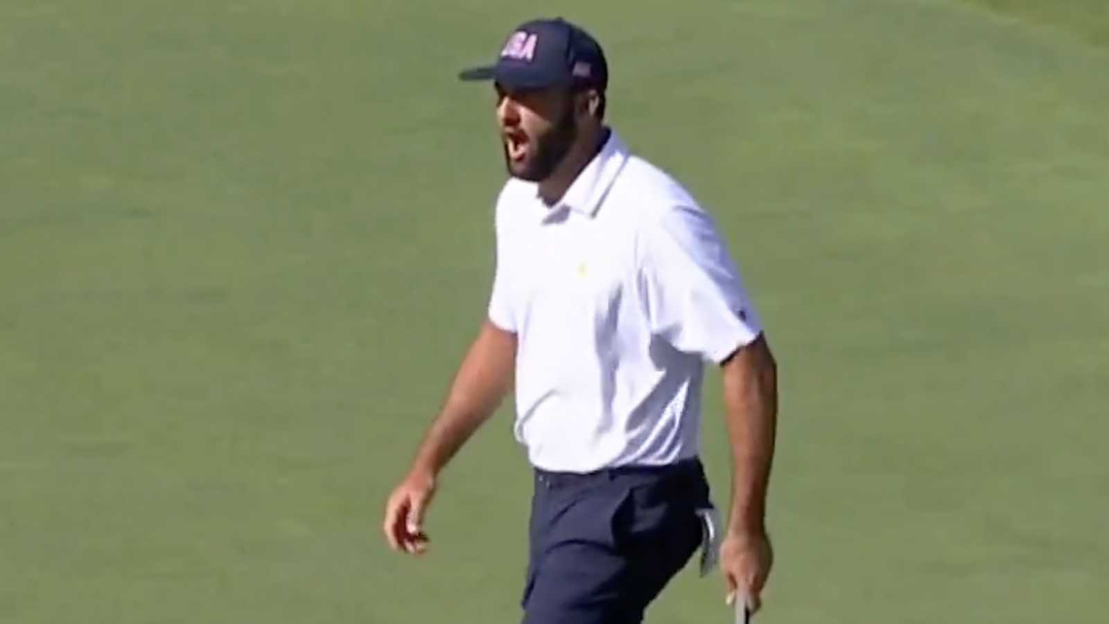 Scottie Scheffler yells at an opponent during match play