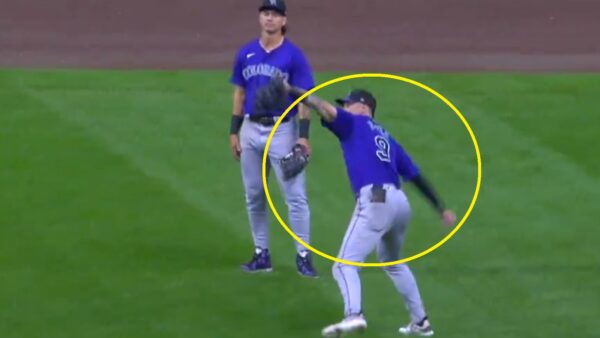 Brenton Doyle throwing from the outfield