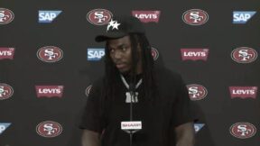 49ers RB Jordan Mason at a press conference