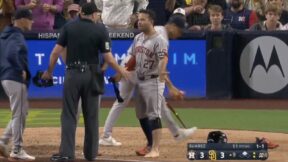 Astros Jose Altuve arguing with an umpire