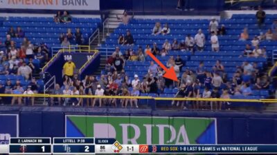 Rays fan gets knocked out by a home run ball from Trevor Larnach