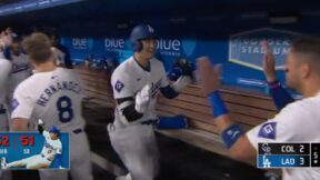 Shohei Ohtani celebrates