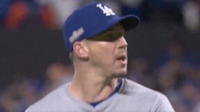 Walker Buehler talks trash as he walks off the mound