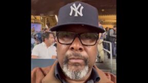 Wendell Pierce wearing a Yankees hat