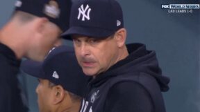 Aaron Boone looks on