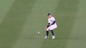 Aaron Judge committing an error in the outfield