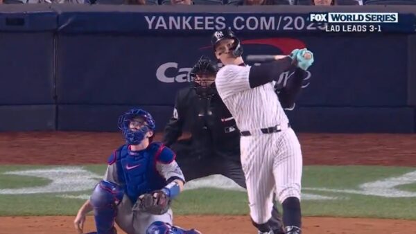 Aaron Judge admiring a home run