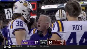 Brian Kelly shouting at his LSU players