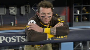 Jackson Merrill in the Padres' dugout