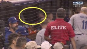 Walker Buehler destroying things in the dugout during Dodgers-Padres NLDS game