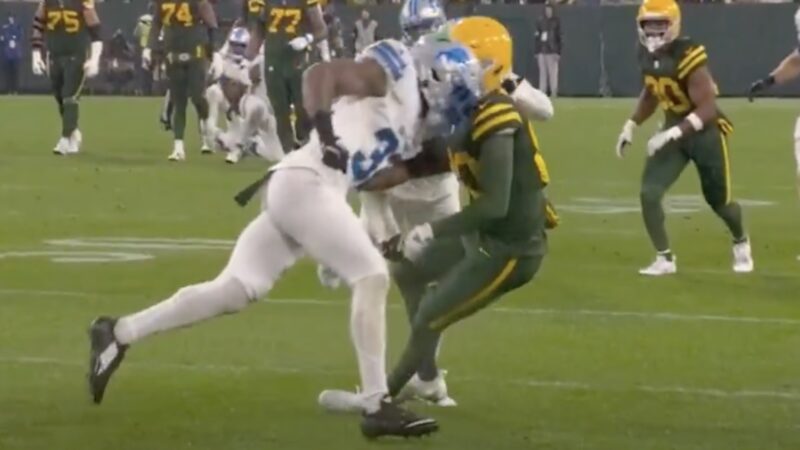 Brian Branch delivers a helmet to helmet hit