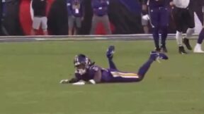 Diontae Johnson falls to the ground