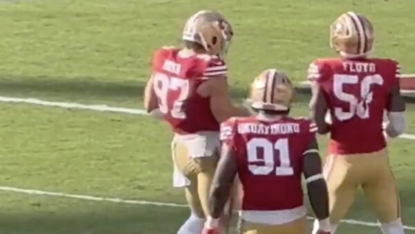 Nick Bosa does a Donald Trump dance