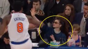 Anne Hathaway at a Knicks game