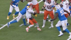 Bengals QB Joe Burrow having his face mask grabbed