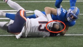 Bears wide receiver Keenan Allen with his bald spot exposed