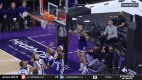 Northwestern taking a last-second shot against Butler